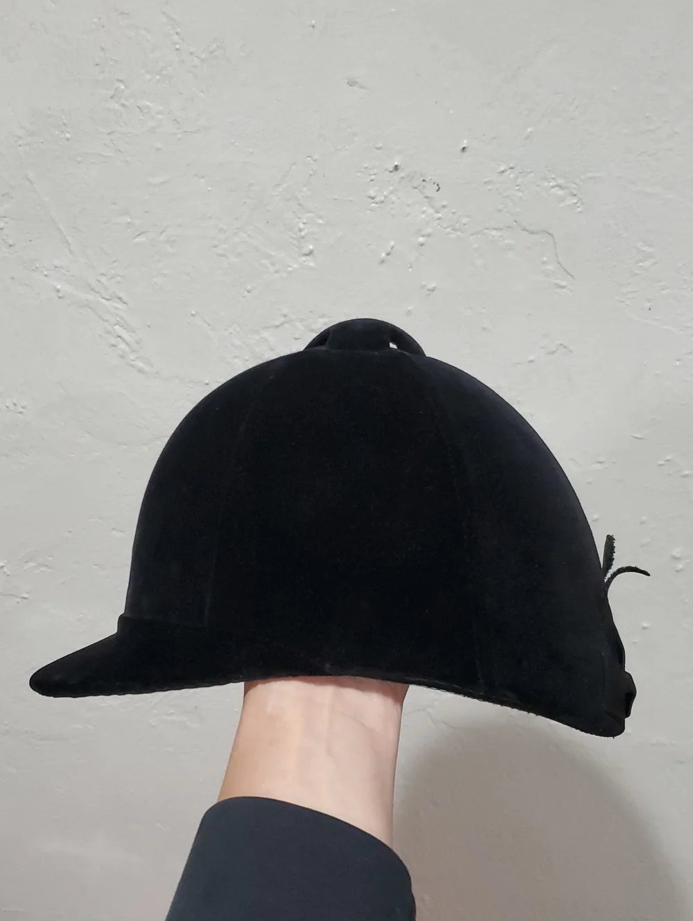 Vintage Black Velvet Riding Hat with Bow